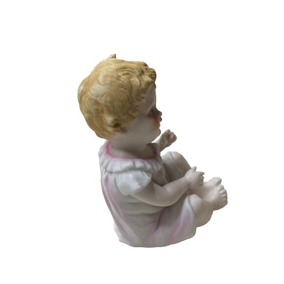 Bisque Porcelain Piano Baby Figurine #7534 Baby Sitting Upright - Picture 4 of 7